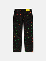 RELAXED FIT EMBROIDERED CORDUROY PANTS TOSSED CHERRIES